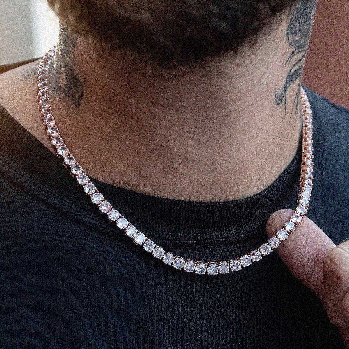 GLD Diamond Tennis Necklace in Rose Gold- 5mm