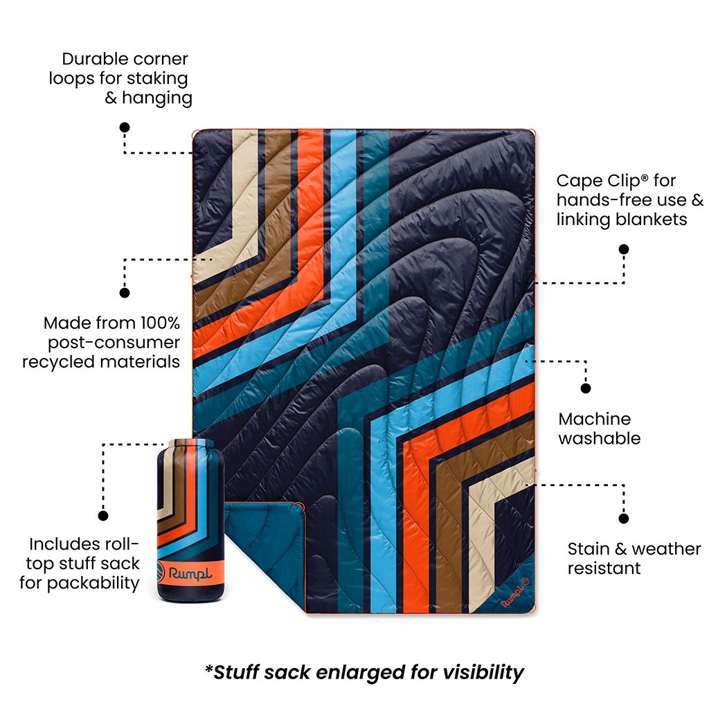 Original Puffy 2 Person Blanket - Midnight Retro Stripes