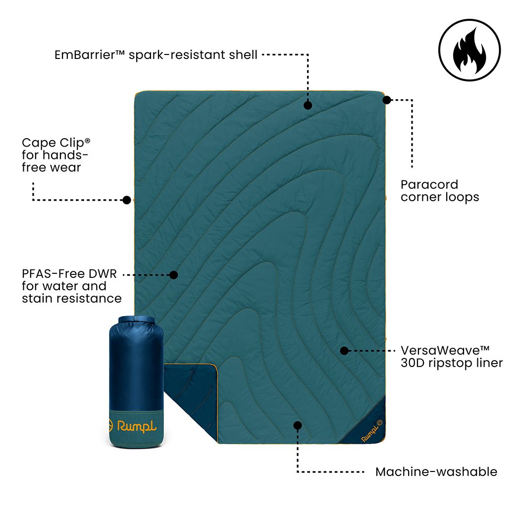 Campfire Puffy Blanket - Sage Navy