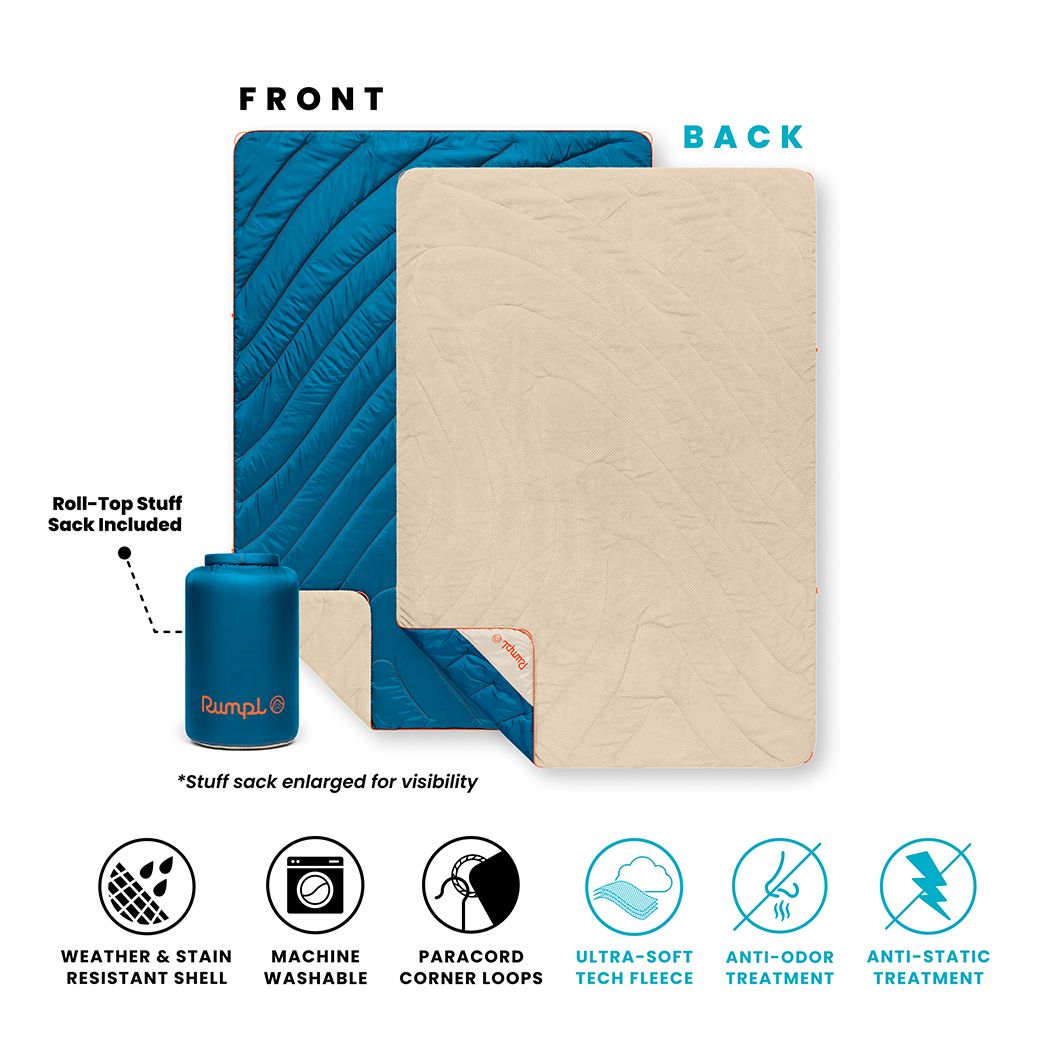 Fleece Puffy 2 Person Blanket - Seascape Cream