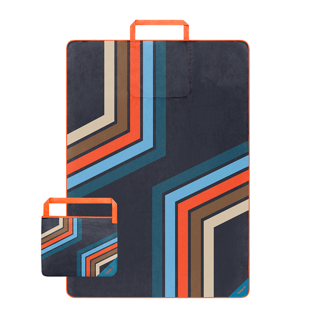 Tech Towel Tote Double - Midnight Retro Stripes