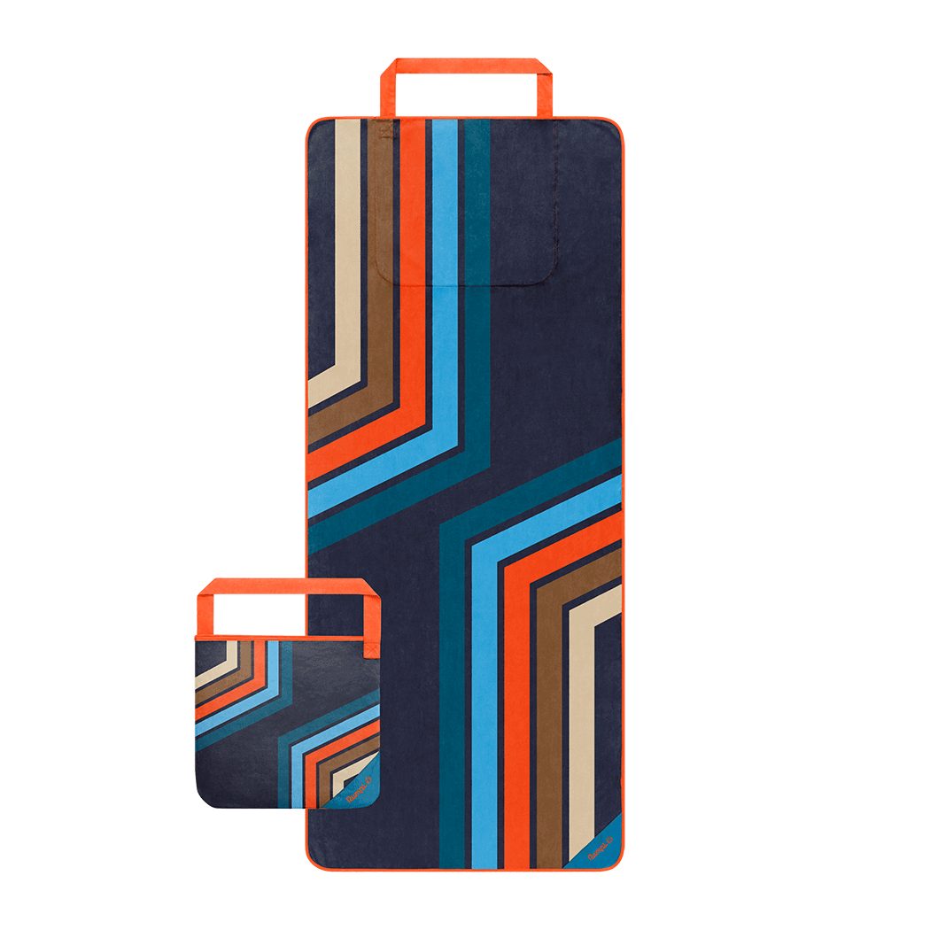 Tech Towel Tote - Midnight Retro Stripes