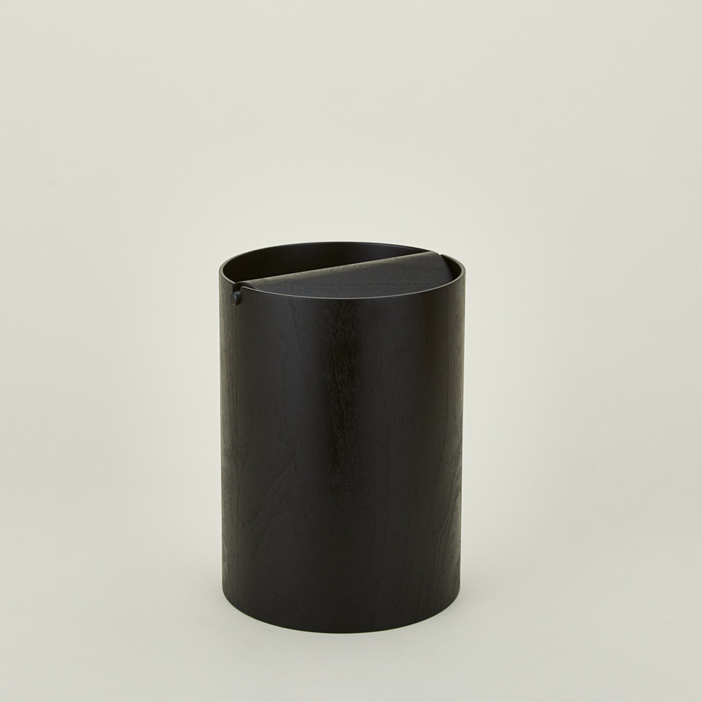 Lidded Wooden Wastebasket - Dark
