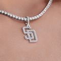 San Diego Padres Official MLB Micro Logo Pendant in White Gold