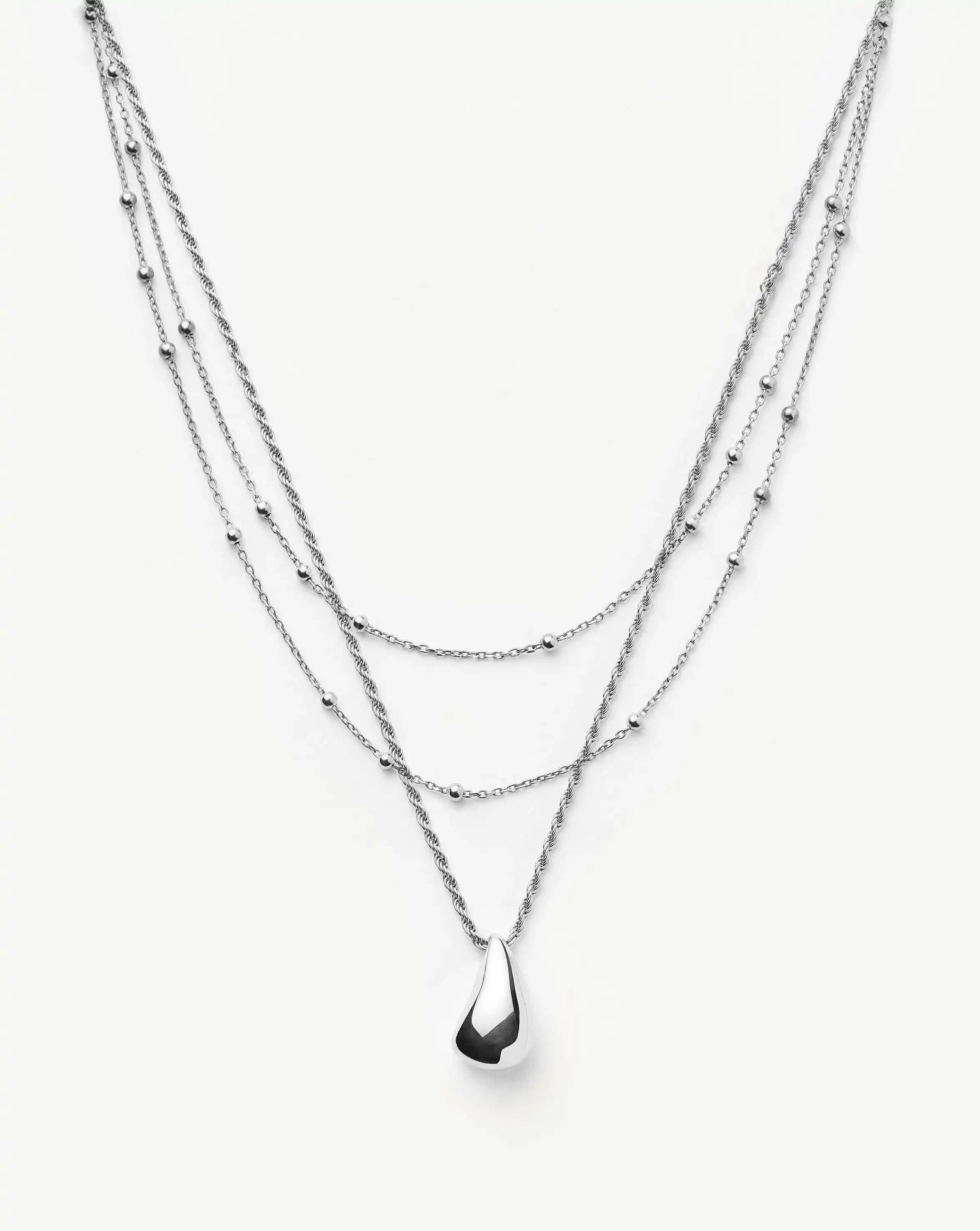 Savi Droplet Pendant & Double Necklace Set | Sterling Silver