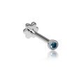 Scalloped Set Blue Diamond Threaded Stud Earring With Titanium Backing