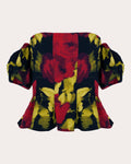 Selena Floral Poplin Paneled Peplum Top