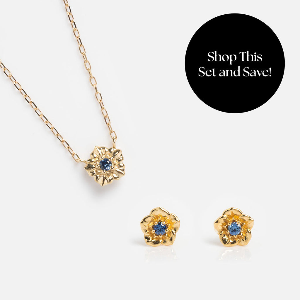 Solid Gold Birth Flower Gift Set