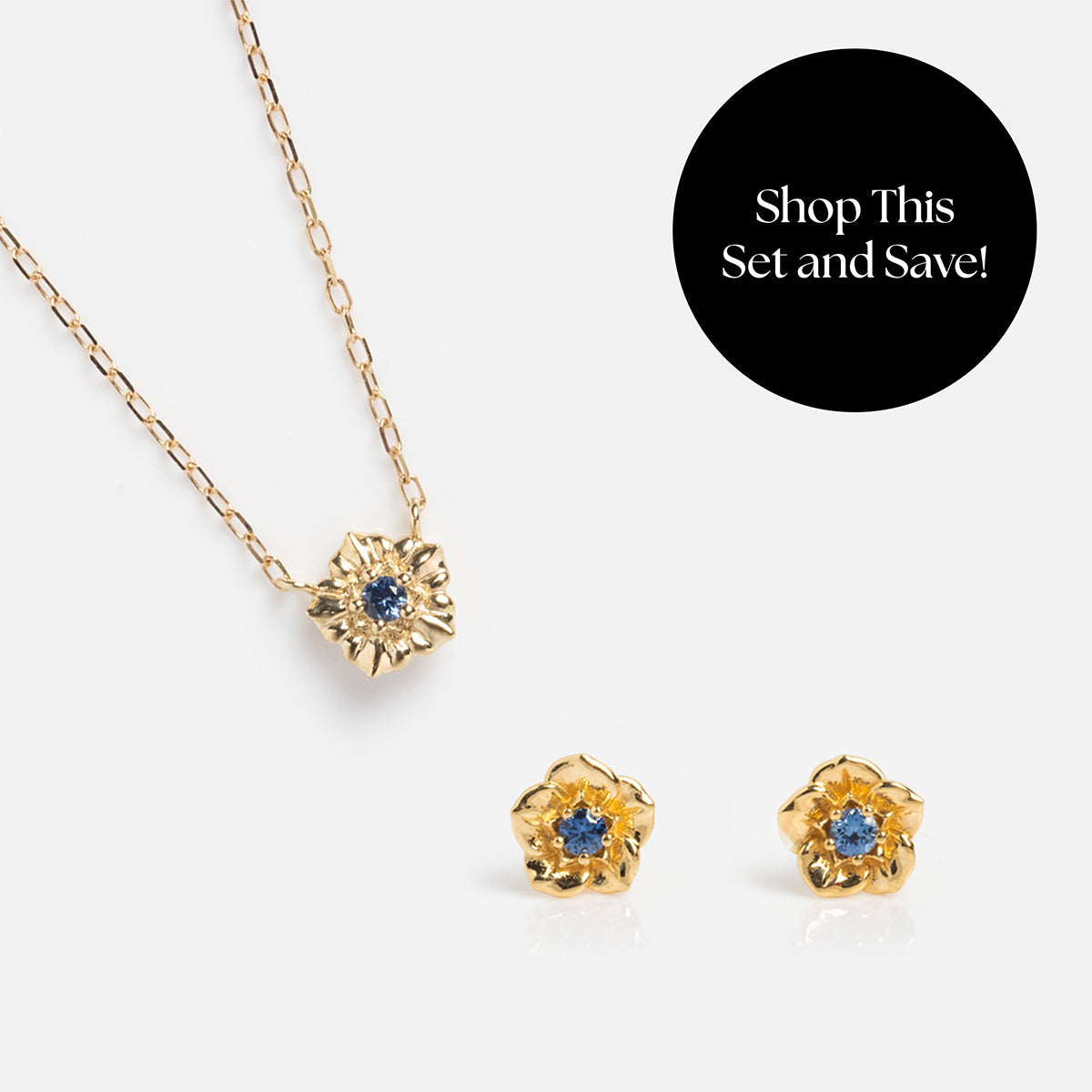 Solid Gold Birth Flower Gift Set