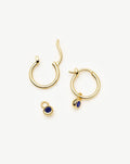 September Birthstone Mini Charm Hoop Earrings | 18ct Gold Vermeil/Lapis