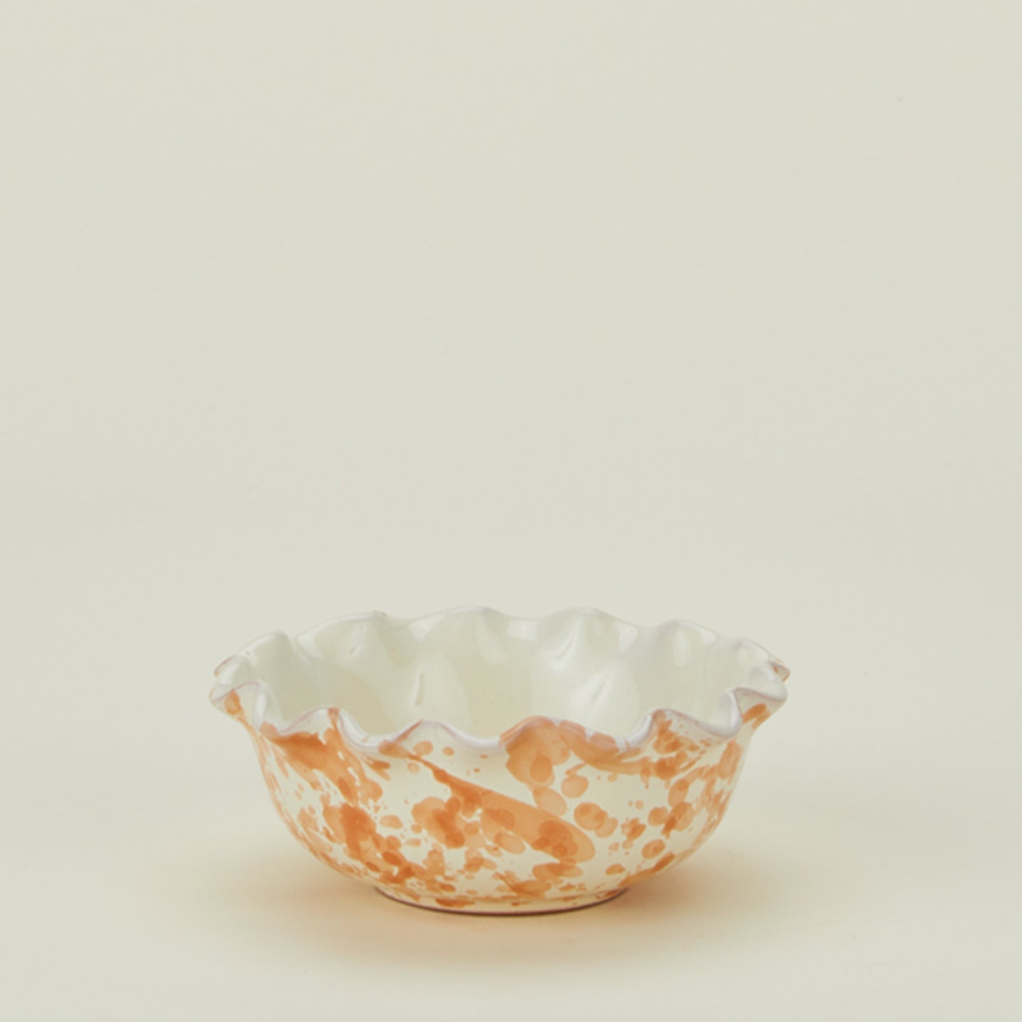 Splatter Scallop Bowl - Tan/Ivory