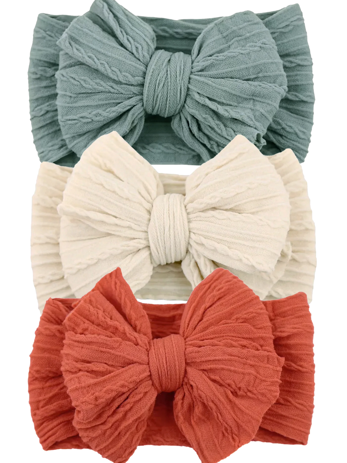 3-Pack Cable Bows, Sienna/Oat/Sage
