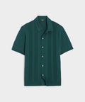 Silk-Cotton Ribbed Full-Placket Sweater Polo