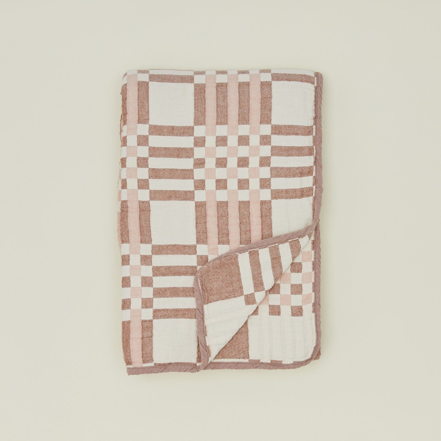 Simple Plaid Blanket - Blush/Terracotta