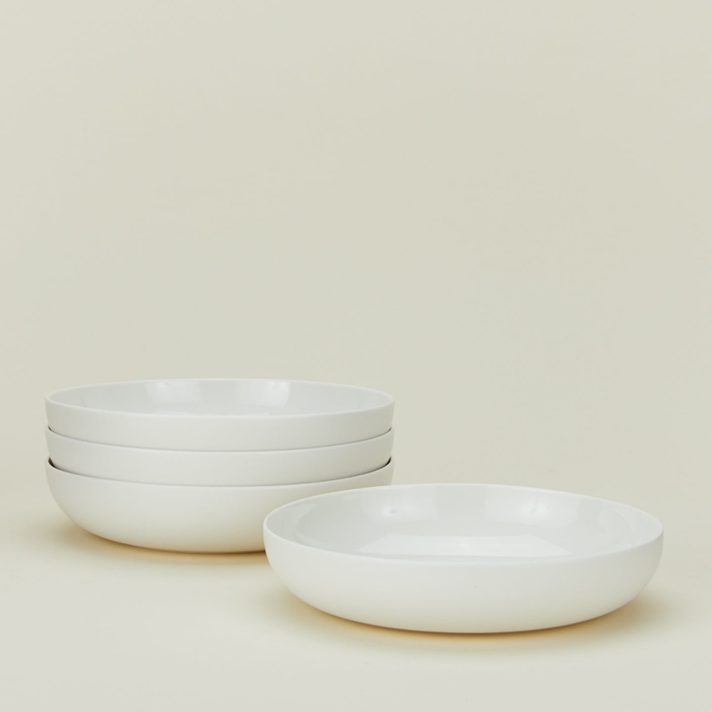 Simple Porcelain Low Bowl, Set of 4
