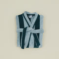 Simple Striped Terry Bathrobe - Sky/Peacock
