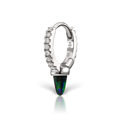 Single Short Black Opal Spike Diamond Eternity Hoop Earring