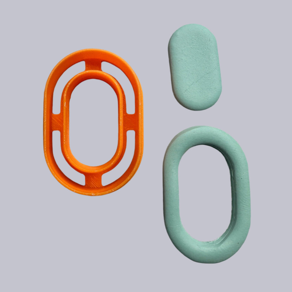 Oblong Polymer Clay Donut Cutter – 1.5" Tall | Skinny Oval Link, Chain, Stud & Drop Earring Shape