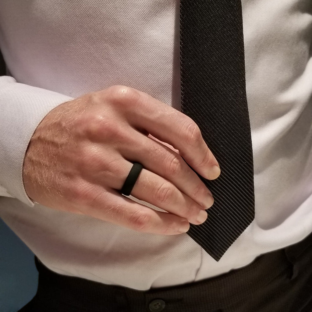 Black Breathable Silicone Ring - Arc 4mm and 6mm Band