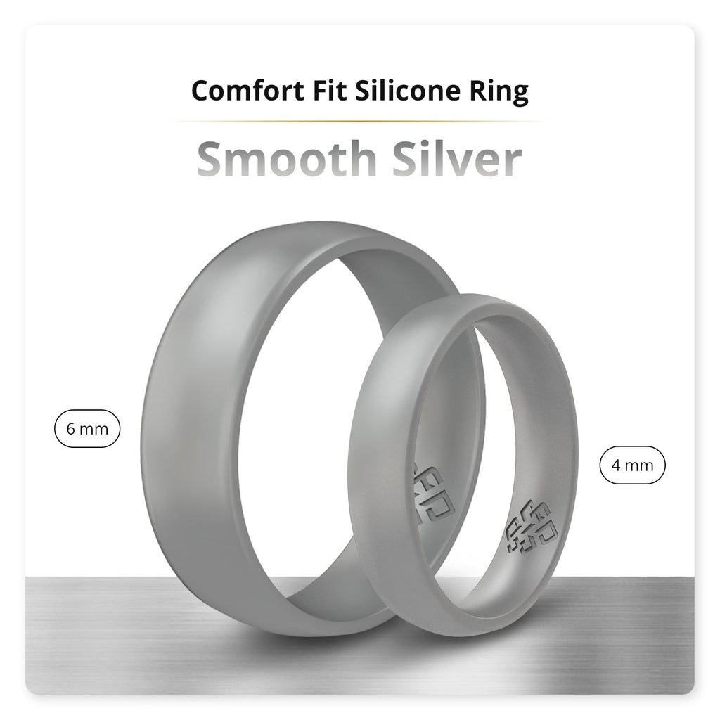 Smooth Silver Breathable Silicone Ring