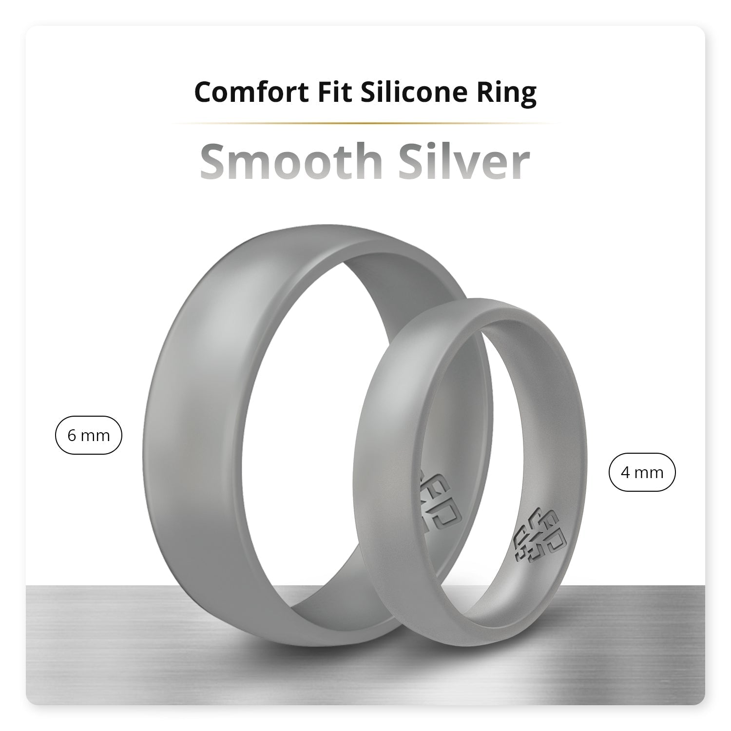 Smooth Silver Breathable Silicone Ring