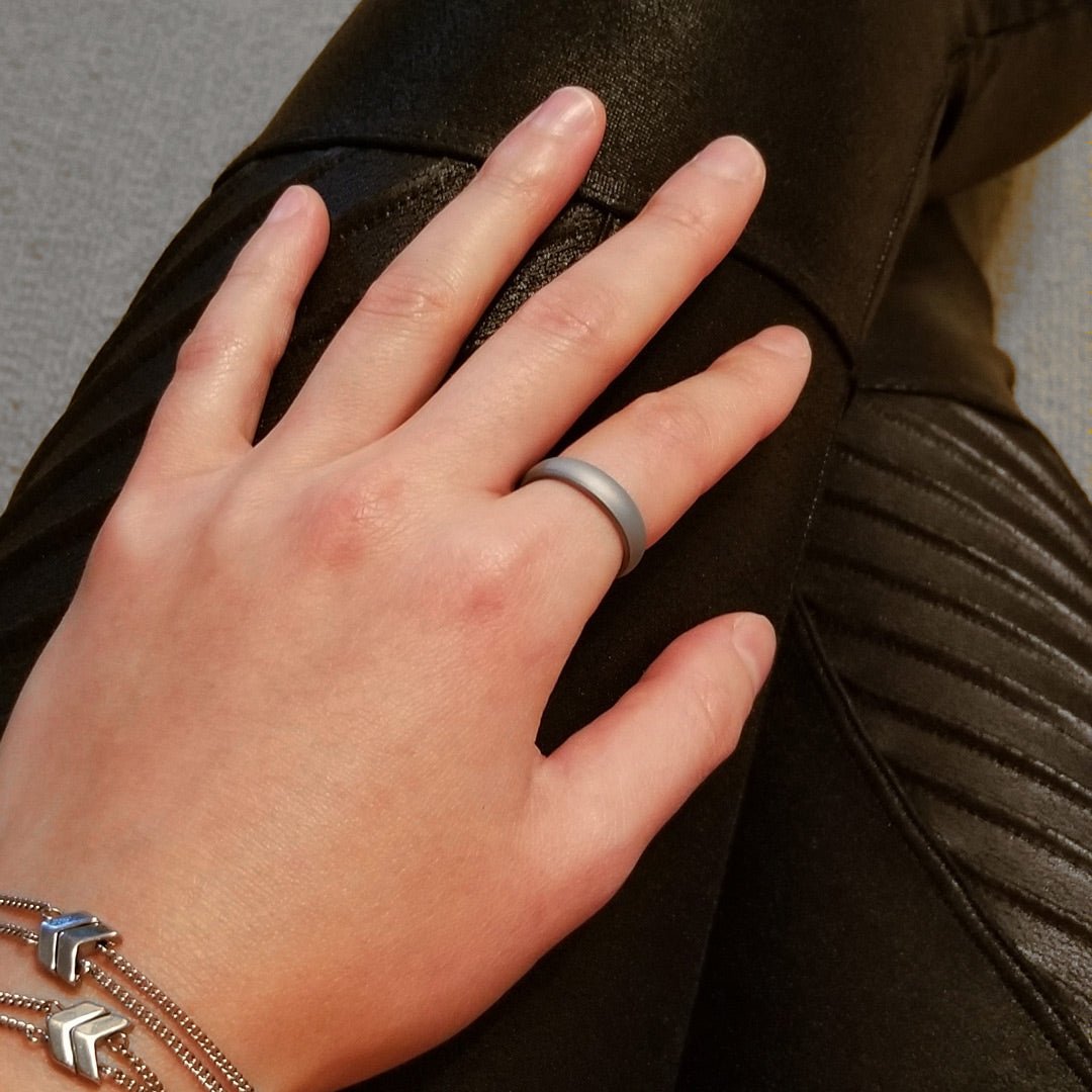 Smooth Silver Breathable Silicone Ring