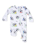 2-Way Zip Footie, Soccer Balls Playing Soccer Blue