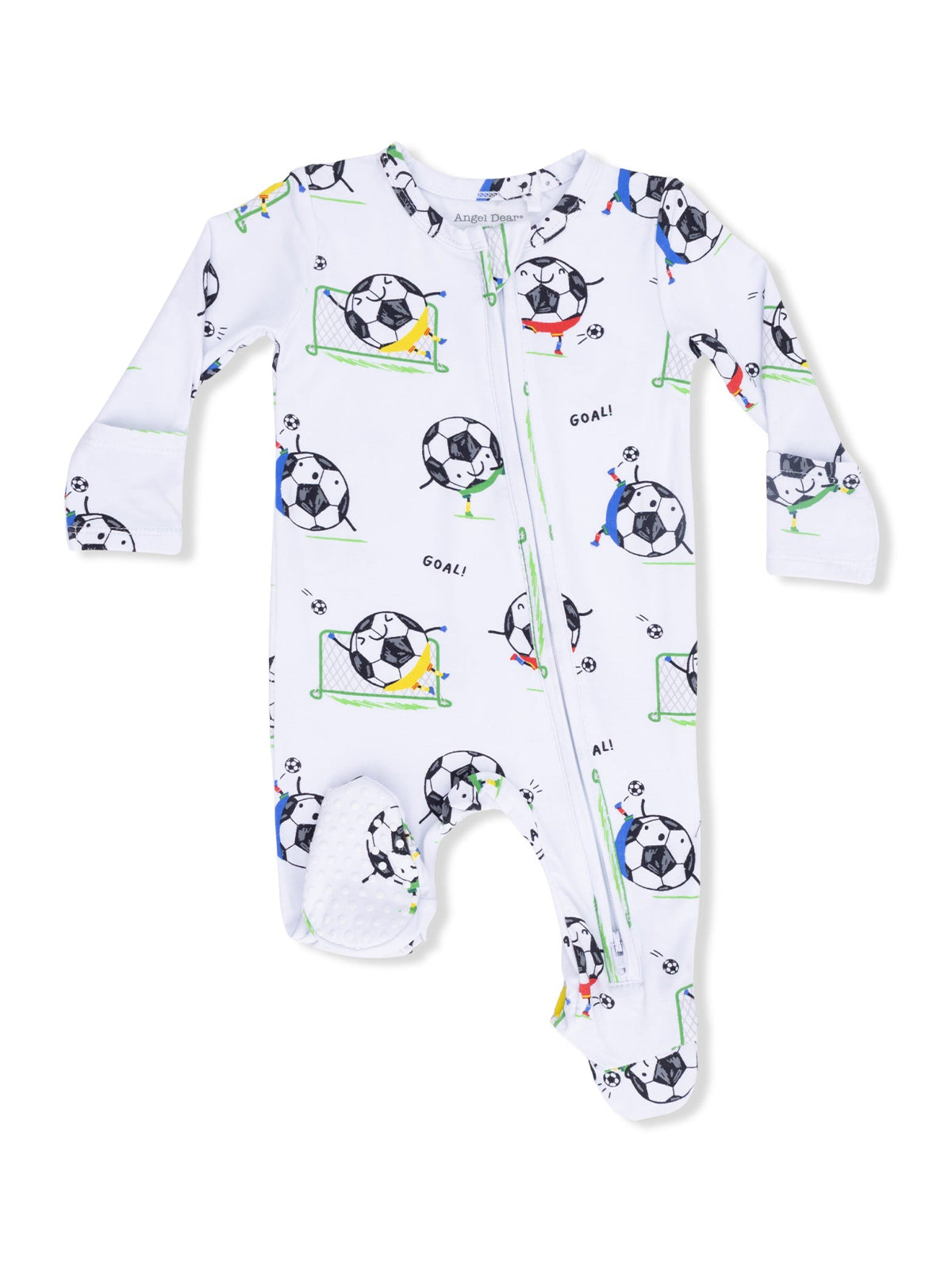 2-Way Zip Footie, Soccer Balls Playing Soccer Blue