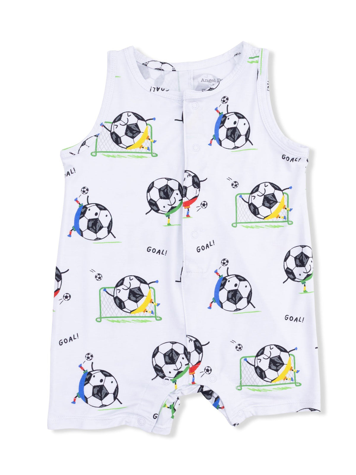 Sleeveless Shortie Romper, Soccer Balls Playing Soccer Blue