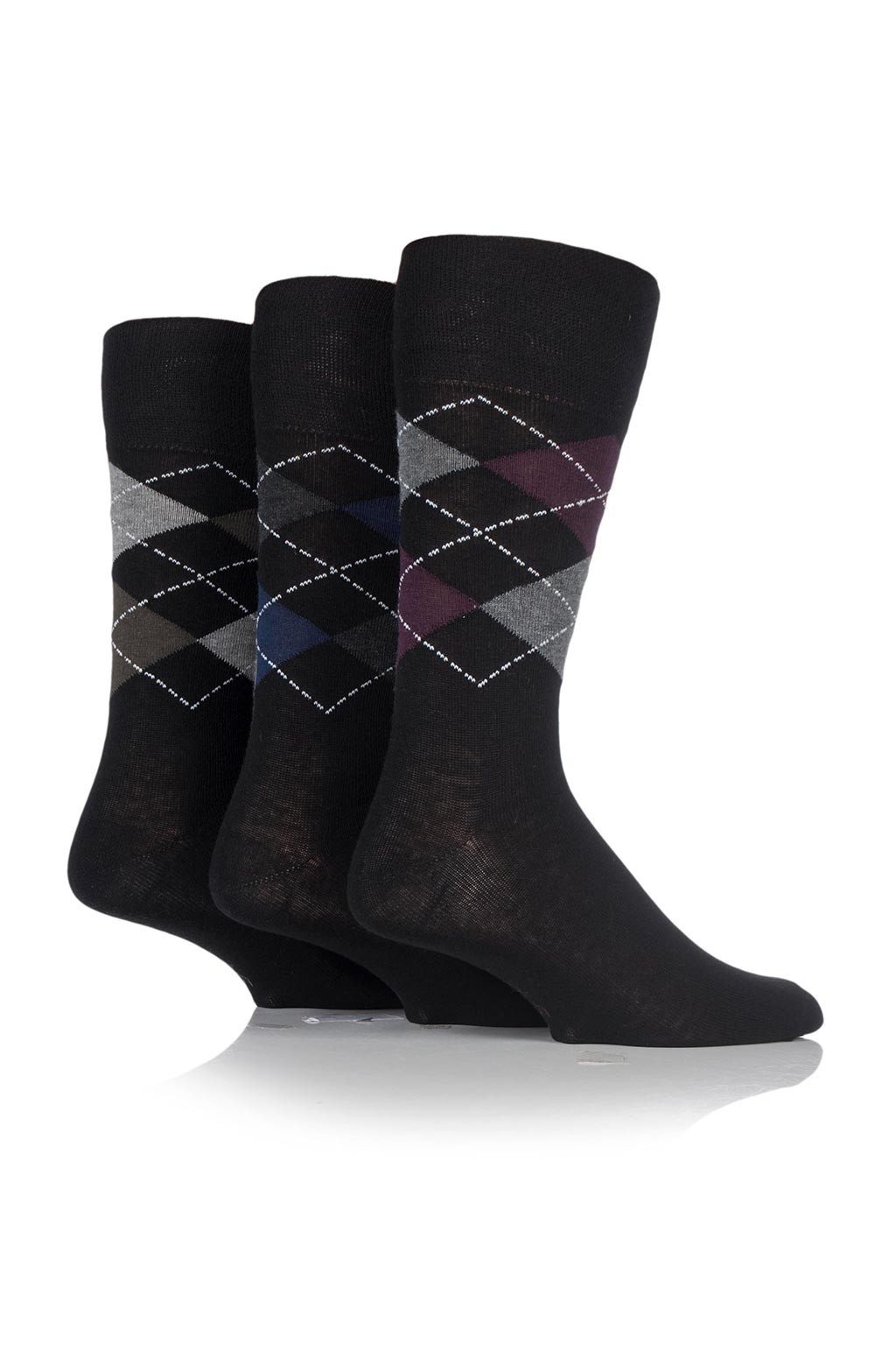 Men's Black Based Argyle Crew Sock