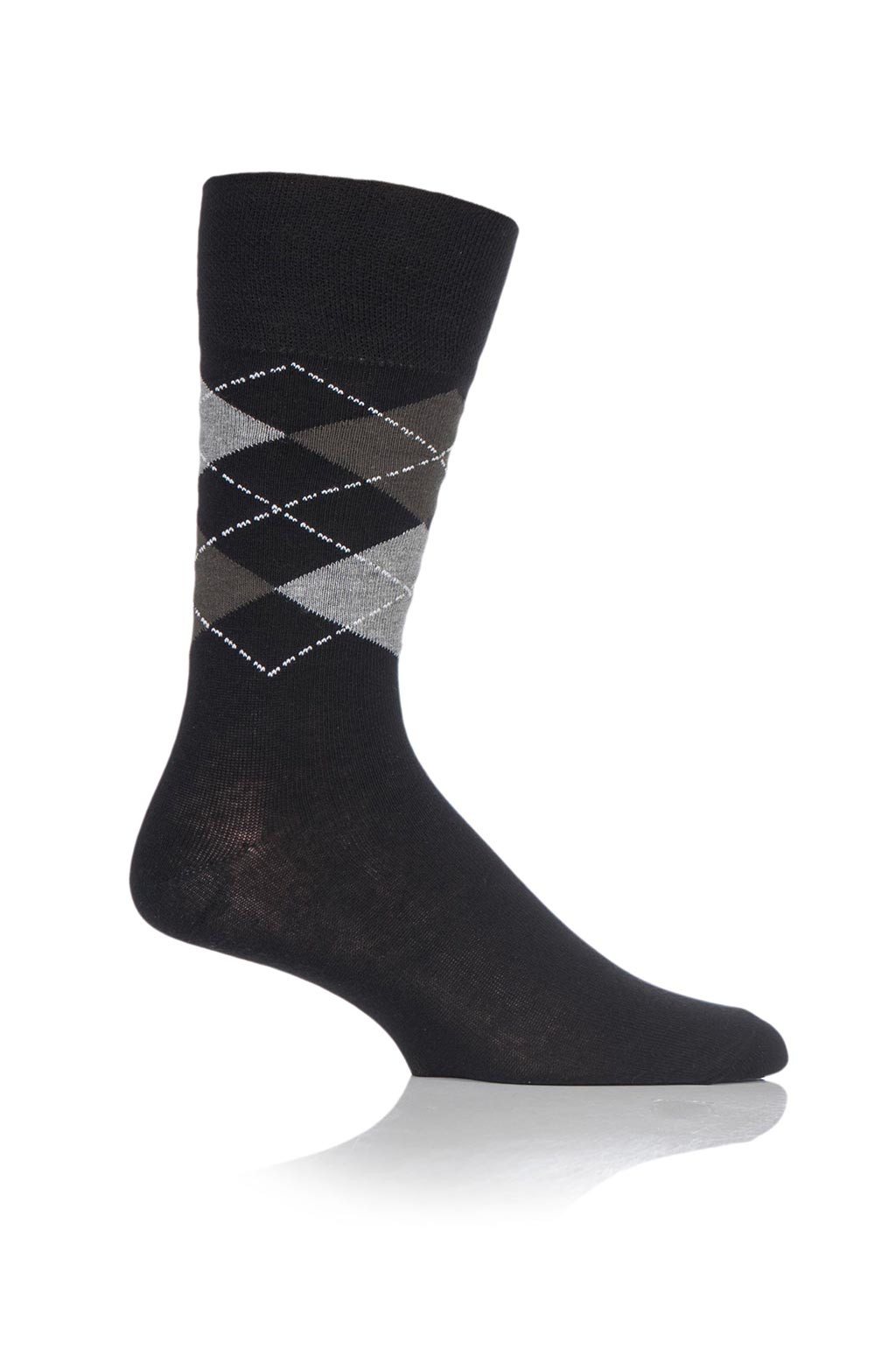 Men's Black Based Argyle Crew Sock