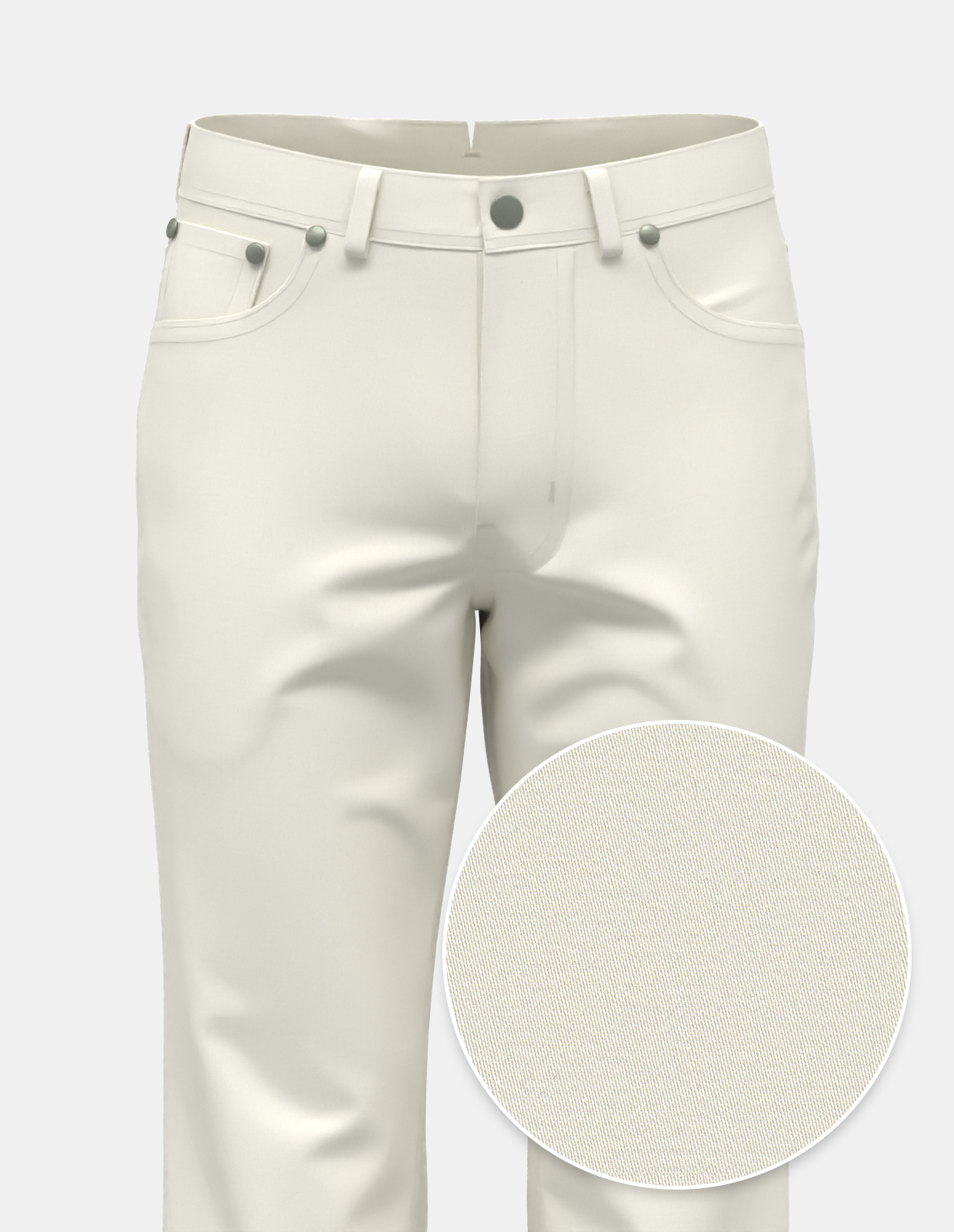Cashmere Finish Stretch Twill Five Pocket - Soft White