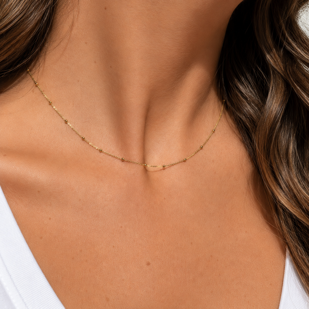 14K Gold Satellite Ball Choker