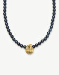 Spiral Gemstone Beaded Pendant Necklace | 18ct Gold Plated/Dark Blue Crystal Quartz