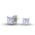Women's Moissanite Square Cut Diamond Stud Earring in White Gold Vermeil - 5mm