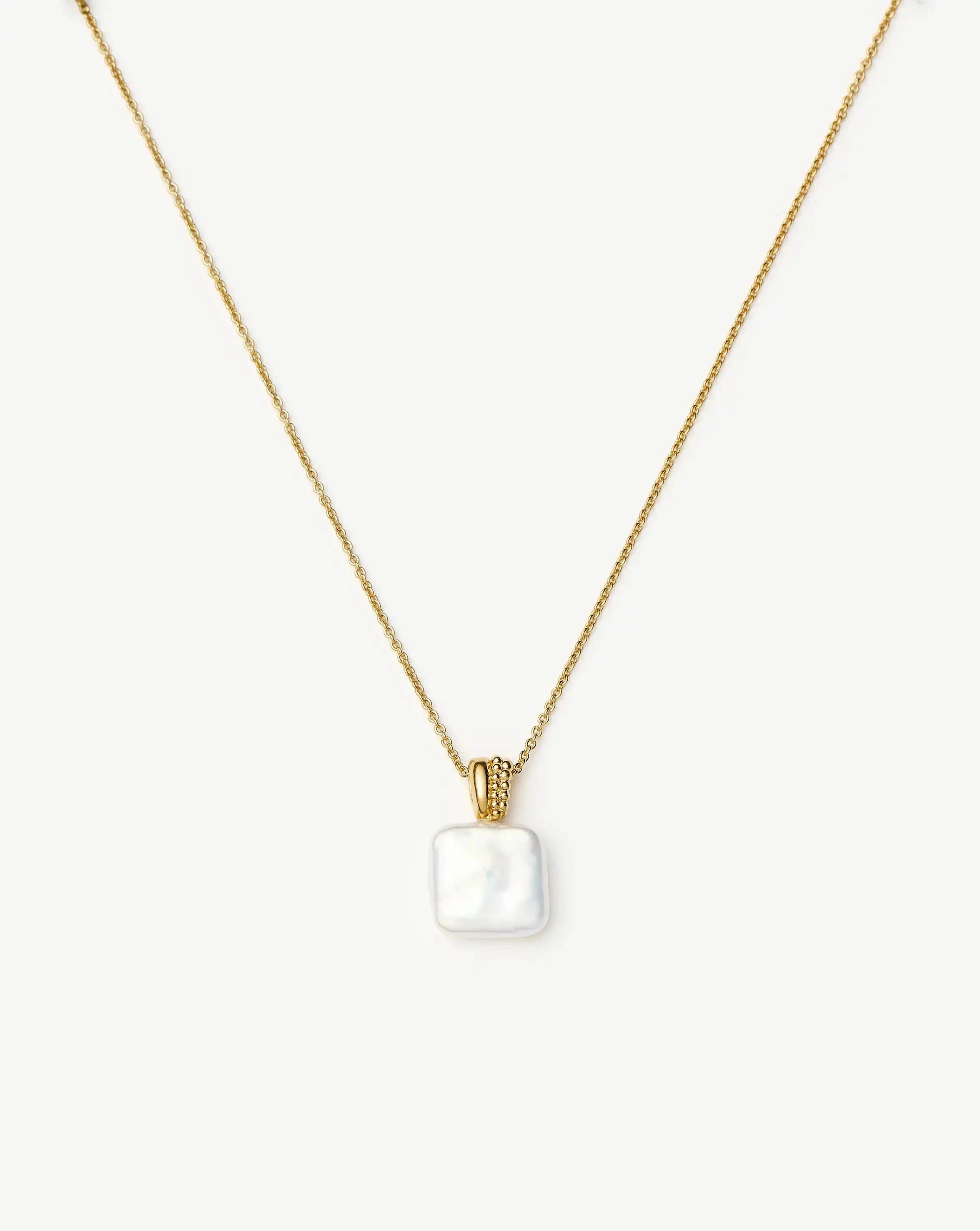 Square Pearl Baya Pendant Necklace | 18ct Gold Vermeil/Pearl