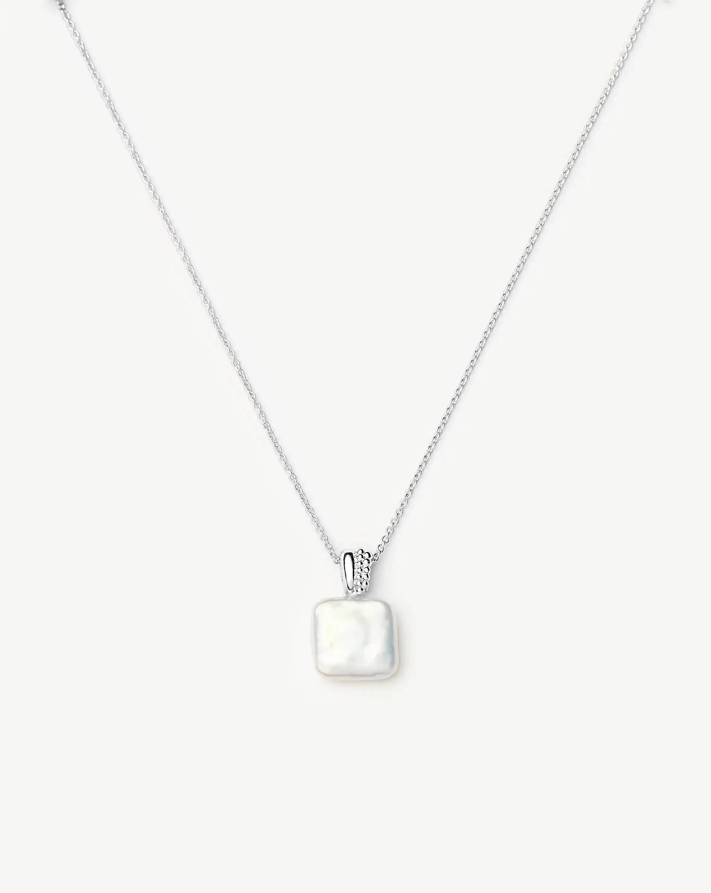 Square Pearl Baya Pendant Necklace | Sterling Silver/Pearl