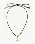 Square Pearl Pendant Cord Necklace | 18ct Gold Vermeil/Pearl
