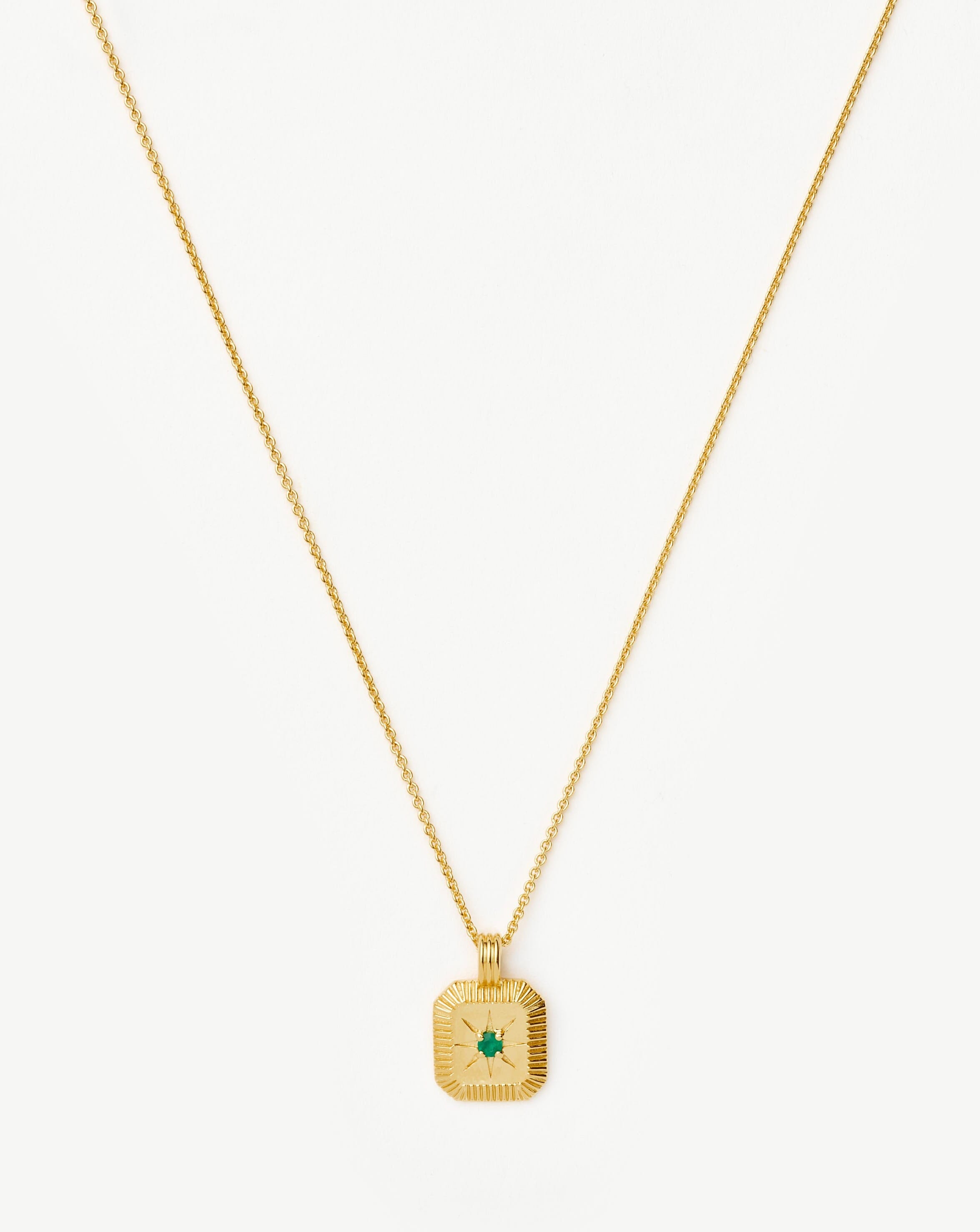 May Birthstone Pendant Necklace | 18ct Gold Vermeil/Green Onyx