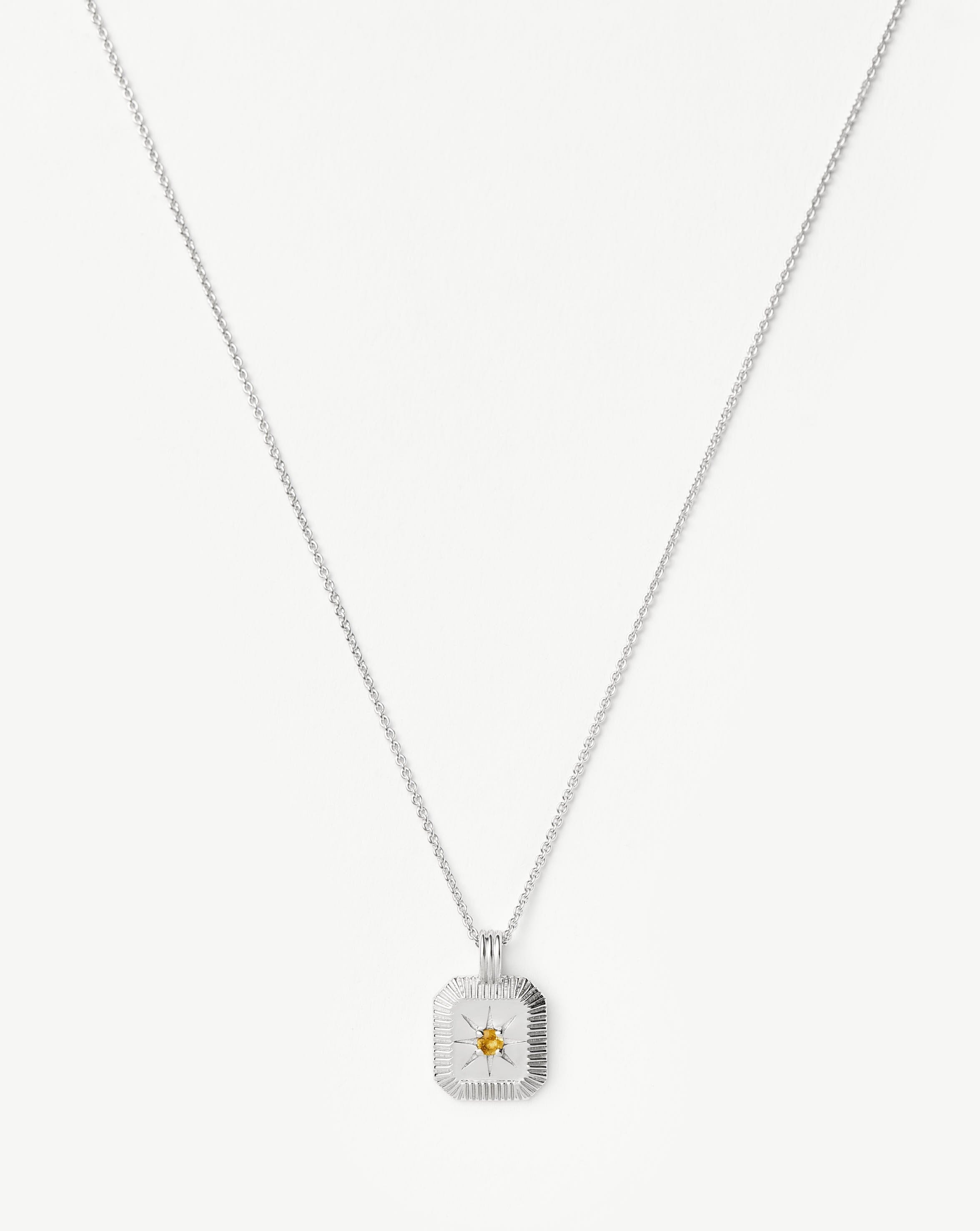 November Birthstone Pendant Necklace | Sterling Silver/Citrine
