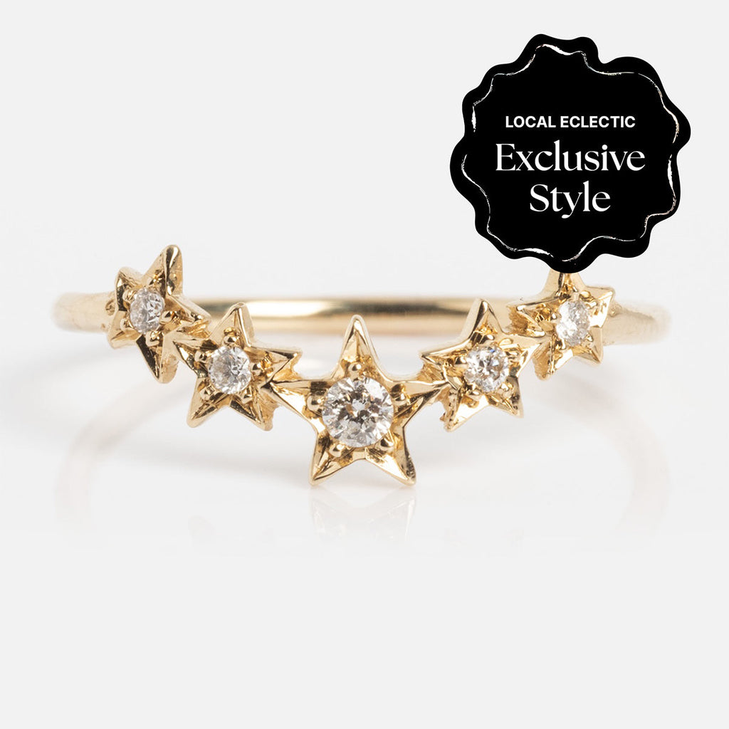 14k Stars Aligned Diamond Band