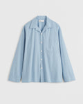 Cotton Poplin Pyjamas Shirt in Mist Stripes