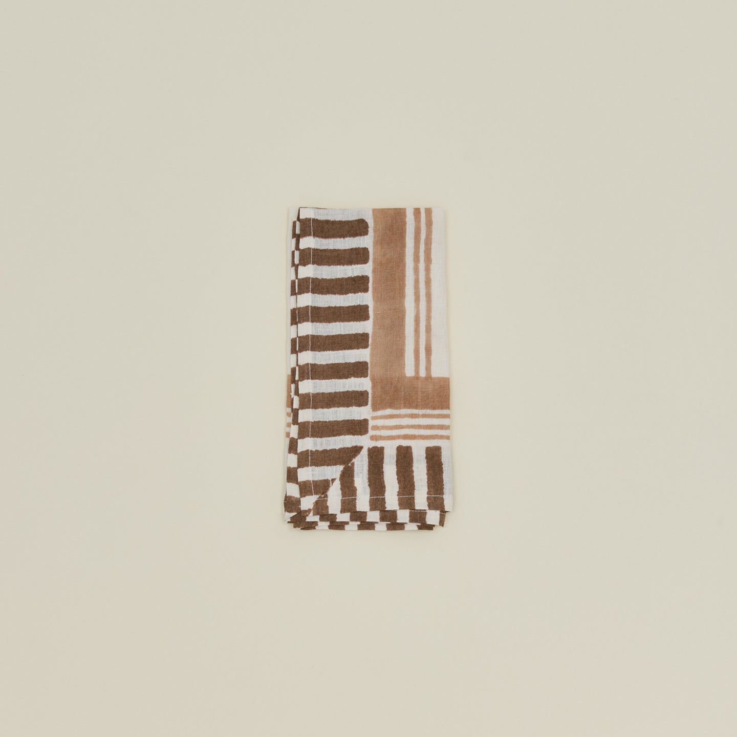 Ella Block Printed Linen Napkin - Hazelnut