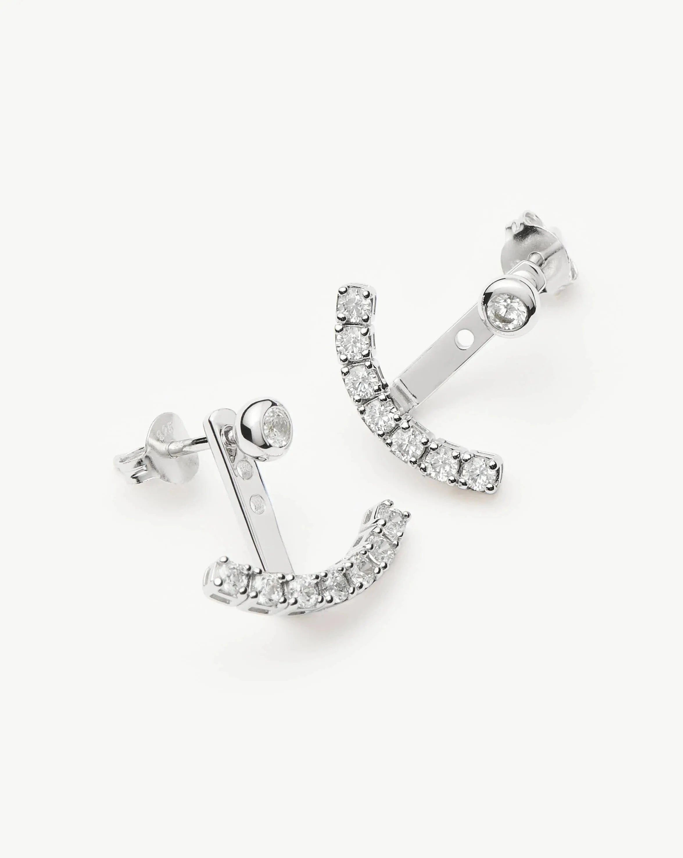 Tennis Ear Jacket Stud Earrings | Sterling Silver/Cubic Zirconia