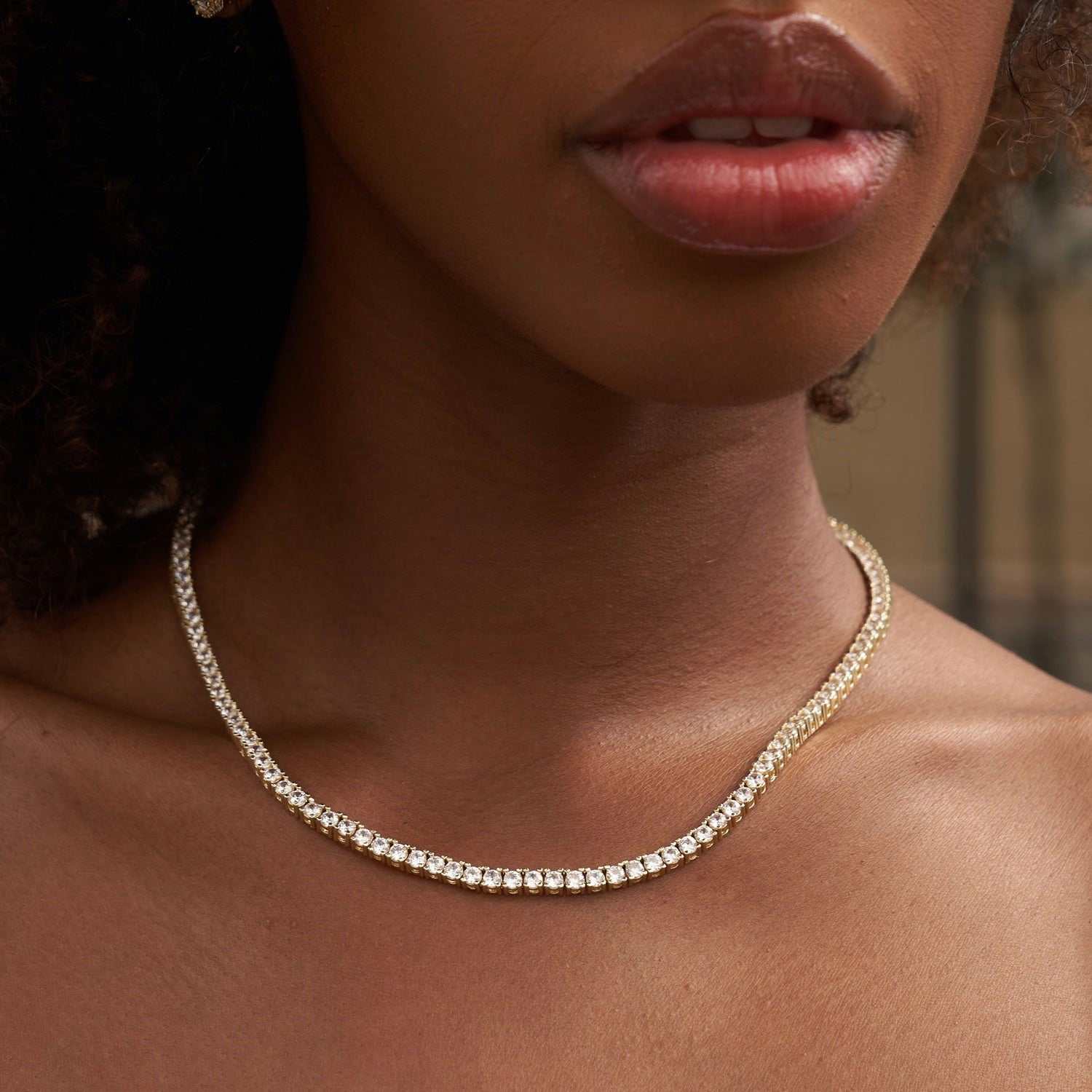 Diamond Tennis Necklace + Anklet Bundle in Yellow Gold- 3mm