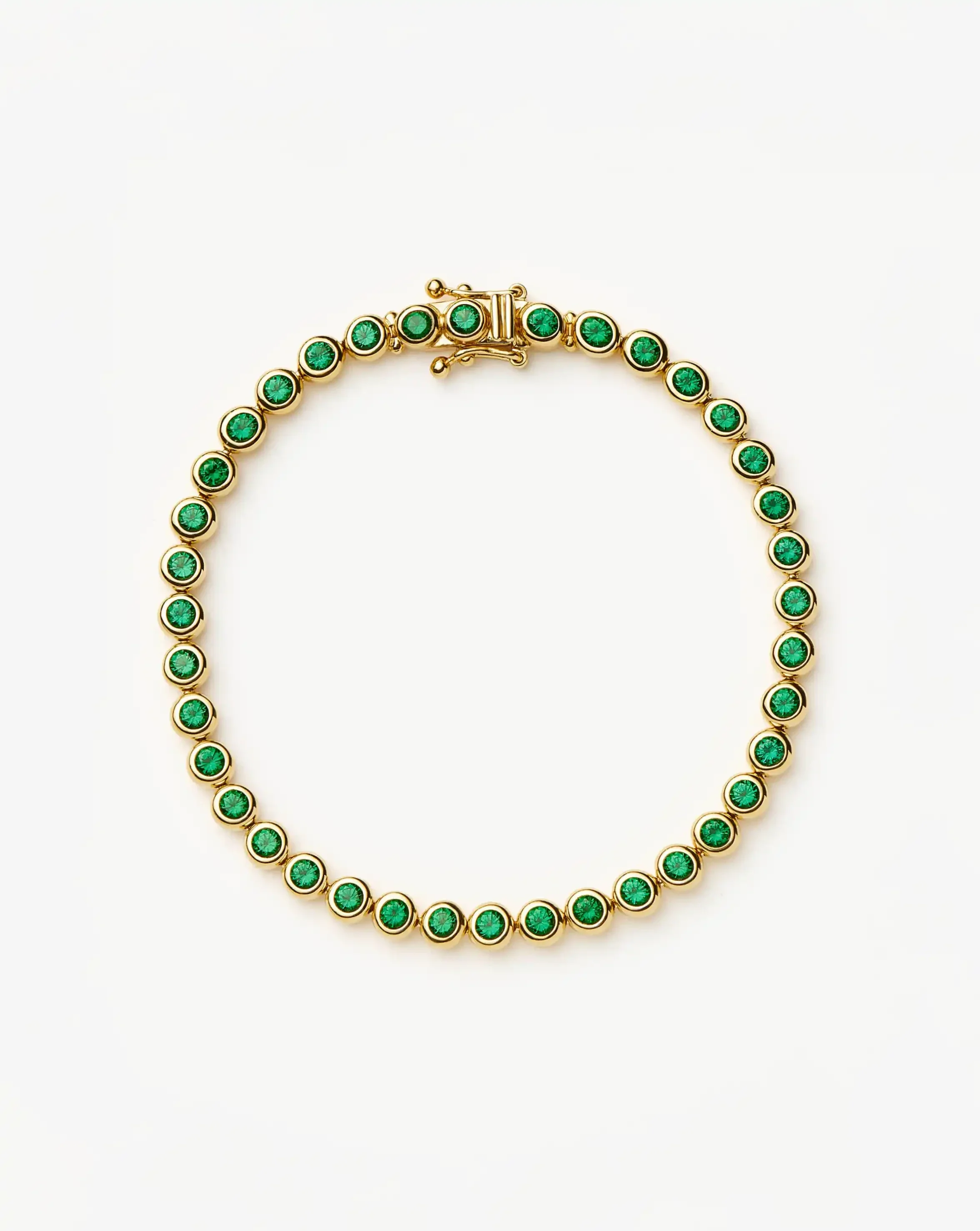 Tennis Round Bracelet | 18ct Gold Vermeil/Emerald Green Nano-crystal