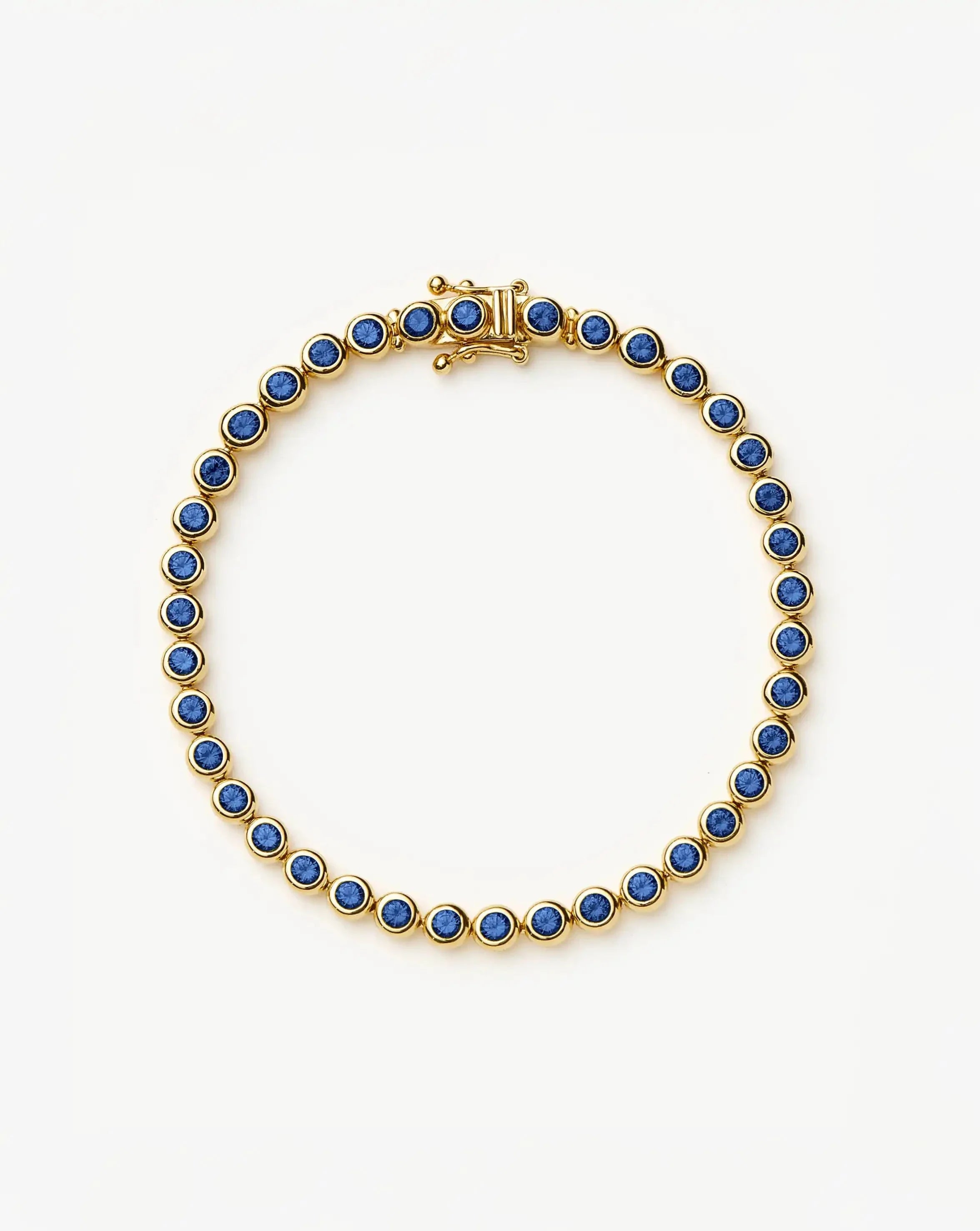 Tennis Round Bracelet | 18ct Gold Vermeil/Sapphire Blue Nano-crystal