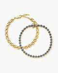 Tennis & Timepiece Bracelet Set | 18ct Gold Plated/18ct Gold Vermeil/Sapphire Blue Nano-crystal
