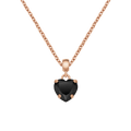 Heart Crystal Black Rose Gold Charm + Chain Necklace RG