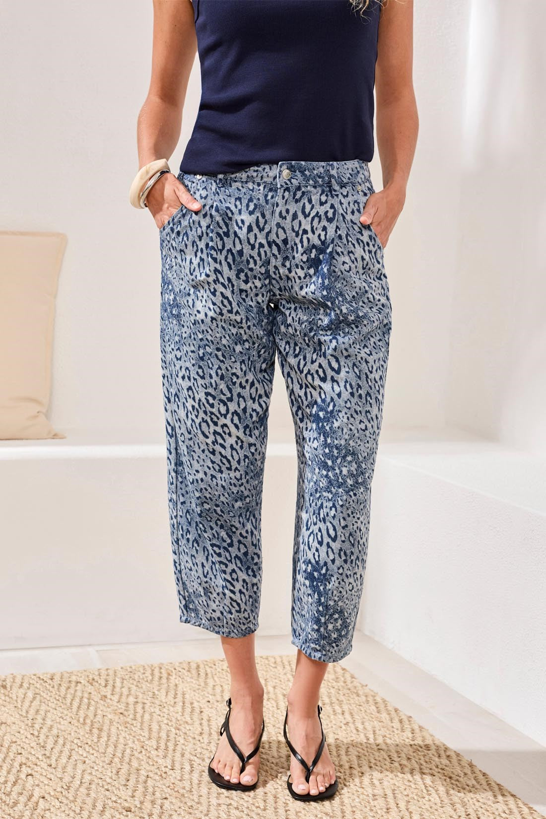 BLUE THREAD Audrey Girlfriend Barrel Leopard Print Jeans-Partyanimal